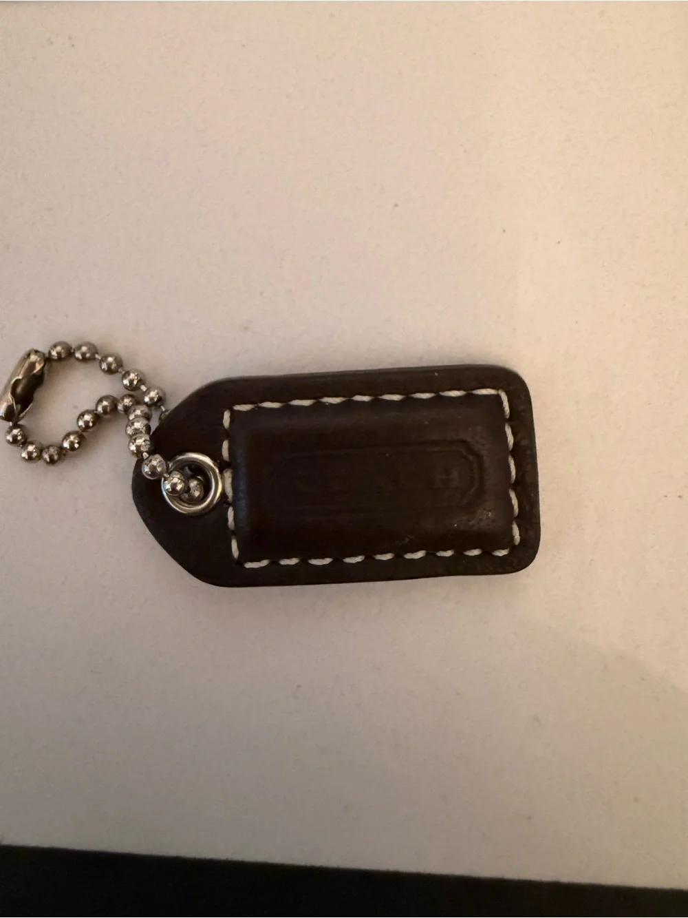 1.5”  COACH Black LEATHER KEY FOB BAG CHARM KEYCHAIN HANGTAG TAG
